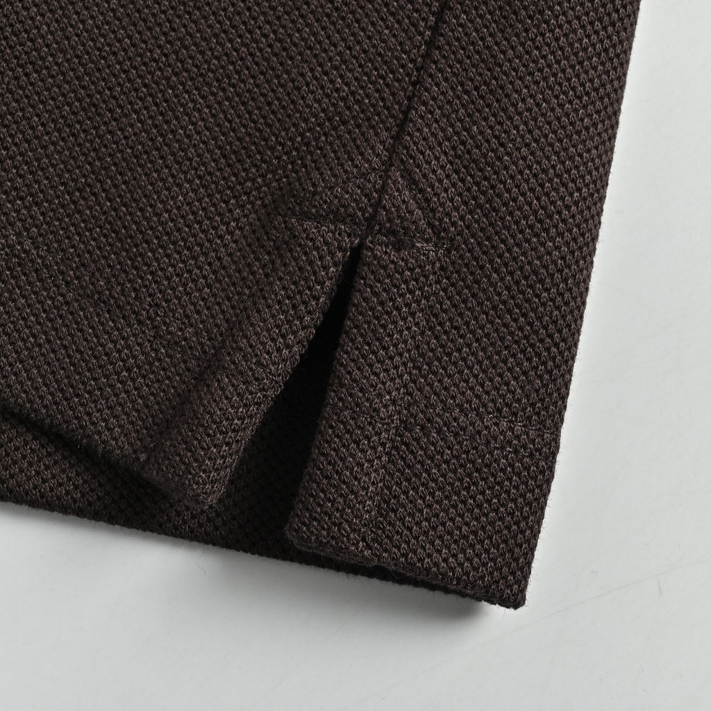 Burberry 26SS Check Collar Long-Sleeve Polo Shirt — Black