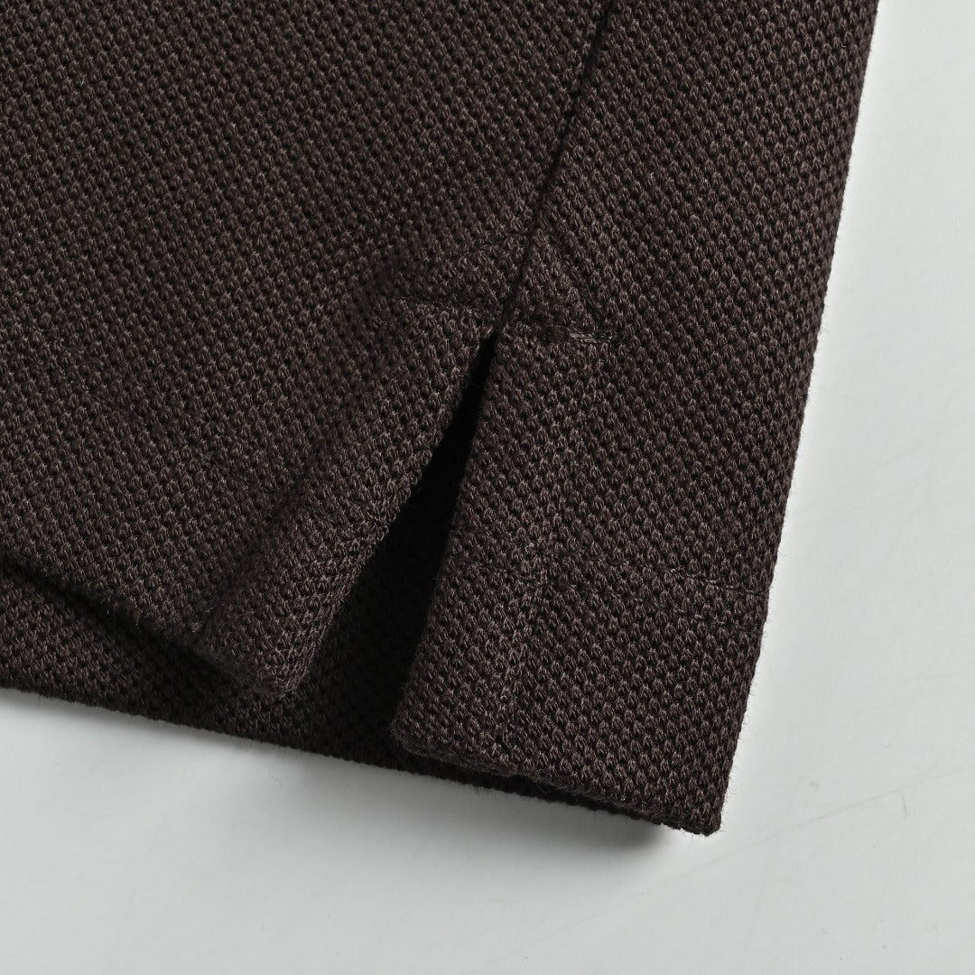 Burberry 26SS Check Collar Long-Sleeve Polo Shirt — Black