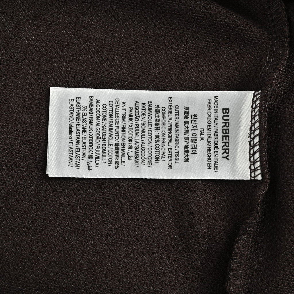 Burberry 26SS Check Collar Long-Sleeve Polo Shirt — Black