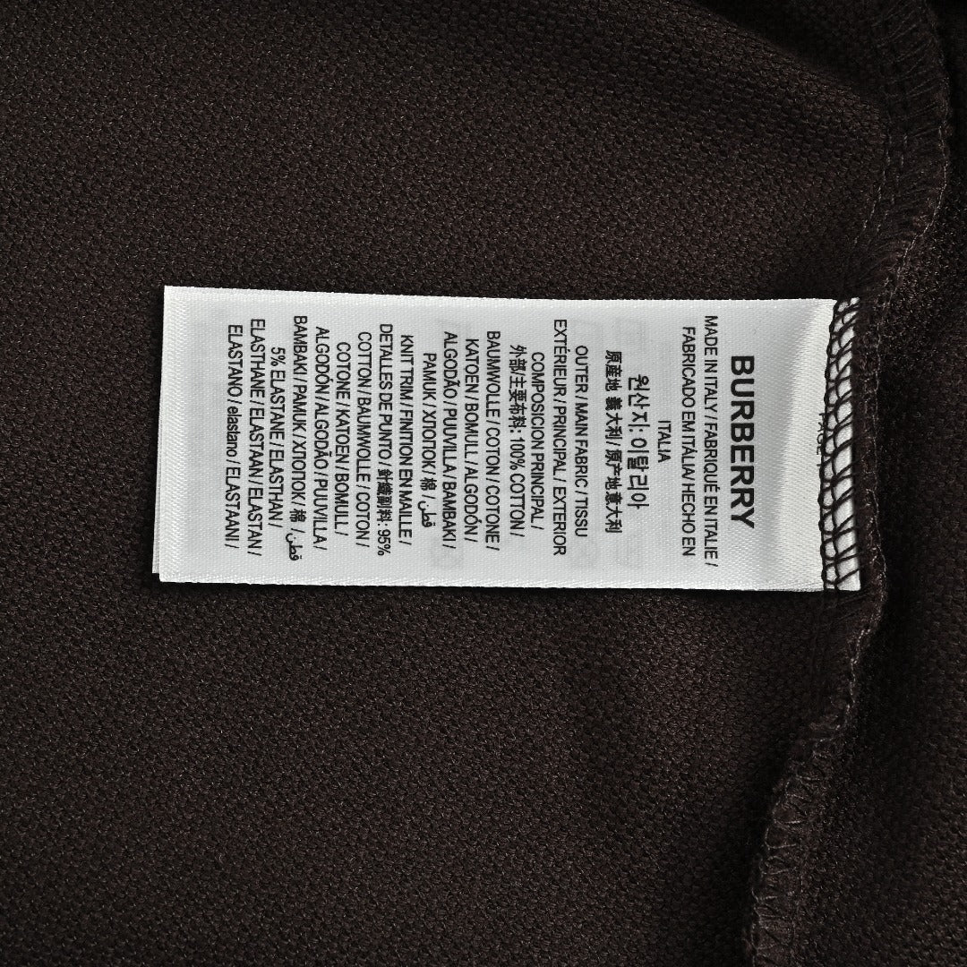 Burberry 26SS Check Collar Long-Sleeve Polo Shirt — Black