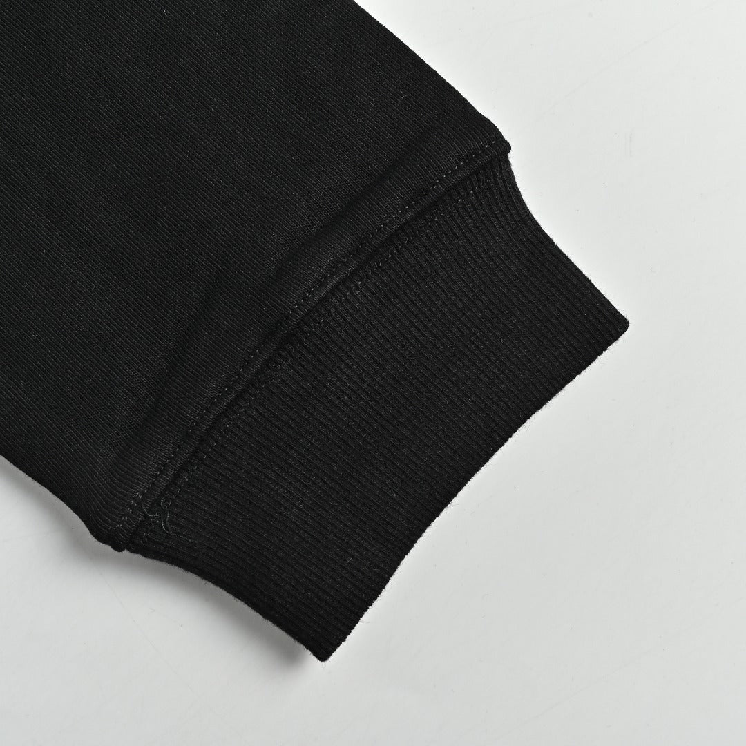 Burberry TB Monogram Embroidery Check-Lined Hood Full-Zip Hoodie — Black