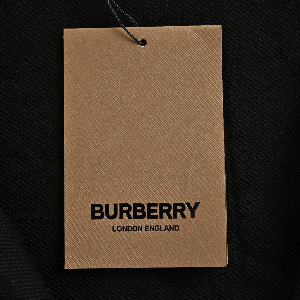 Burberry TB Monogram Embroidery Check-Lined Hood Full-Zip Hoodie — Black