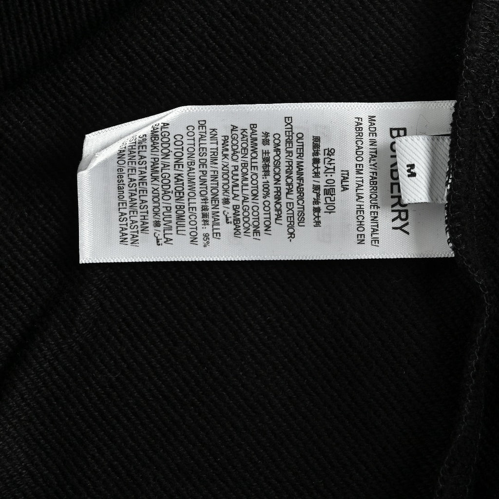 Burberry TB Monogram Embroidery Check-Lined Hood Full-Zip Hoodie — Black