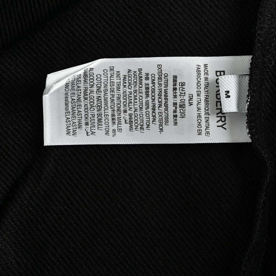 Burberry TB Monogram Embroidery Check-Lined Hood Full-Zip Hoodie — Black