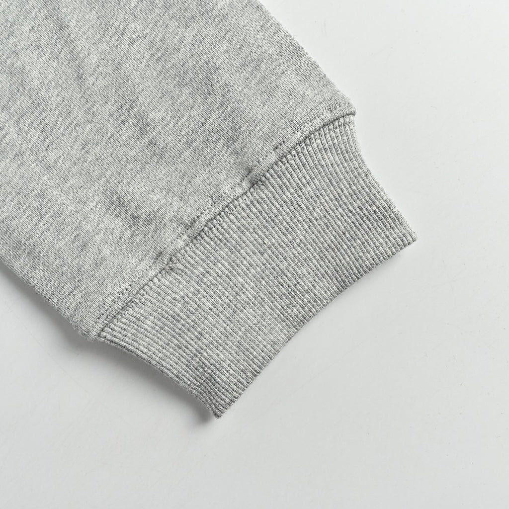 Burberry TB Monogram Embroidery Check-Lined Hood Full-Zip Hoodie — Heather Grey
