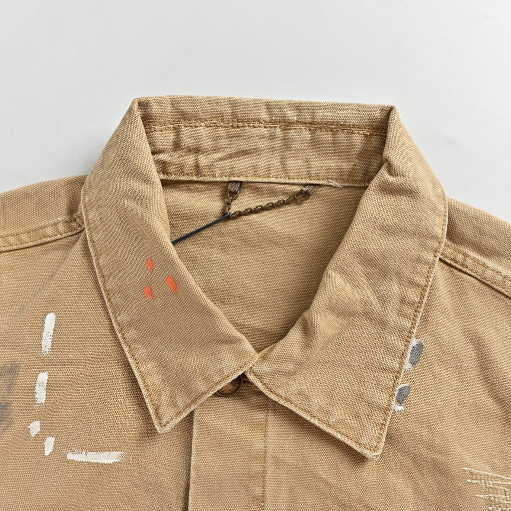Louis Vuitton LV Ink Splatter Graffiti Denim Jacket — Khaki