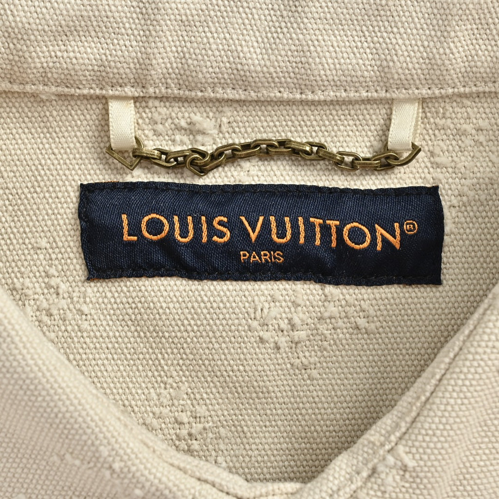 Louis Vuitton LV Monogram Needle-Punch Craft Denim Shirt Jacket — Ecru