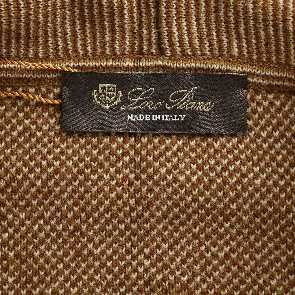 Loro Piana LP SS26 Woven Check Wool Full-Zip Hooded Jacket — Tobacco