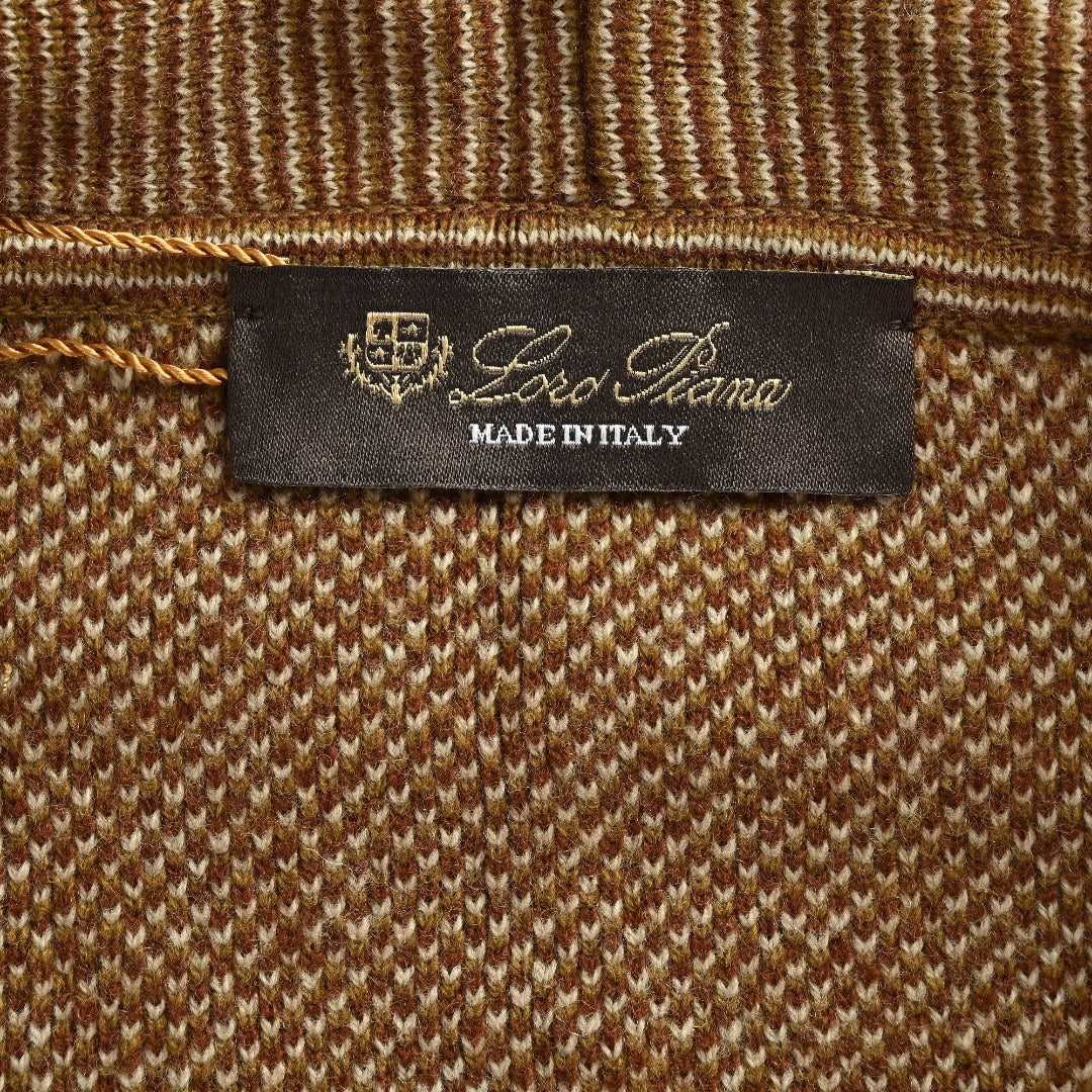 Loro Piana LP SS26 Woven Check Wool Full-Zip Hooded Jacket — Tobacco