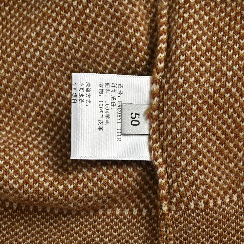 Loro Piana LP SS26 Woven Check Wool Full-Zip Hooded Jacket — Tobacco