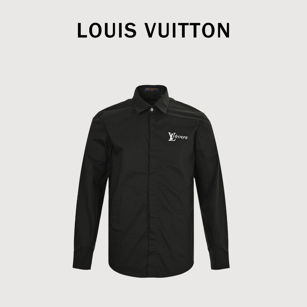 Louis Vuitton 25SS Heat-Press LV Letter Logo Long-Sleeve Shirt — Black