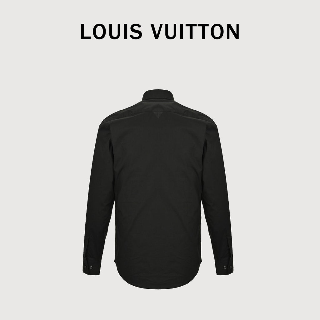 Louis Vuitton 25SS Heat-Press LV Letter Logo Long-Sleeve Shirt — Black