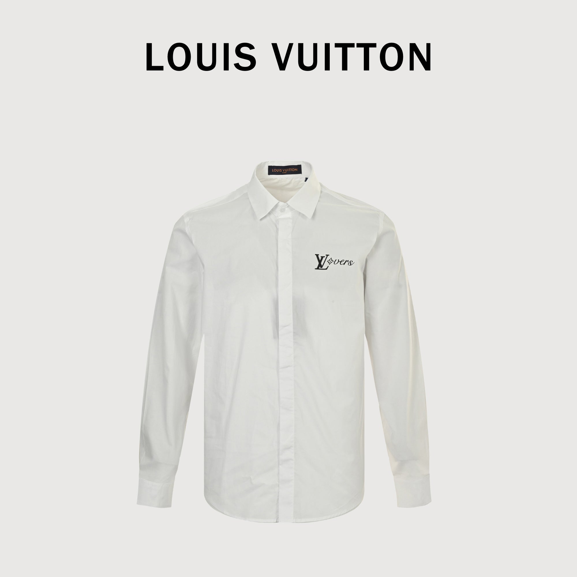 Louis Vuitton 25SS Heat-Press LV Letter Logo Long-Sleeve Shirt — White
