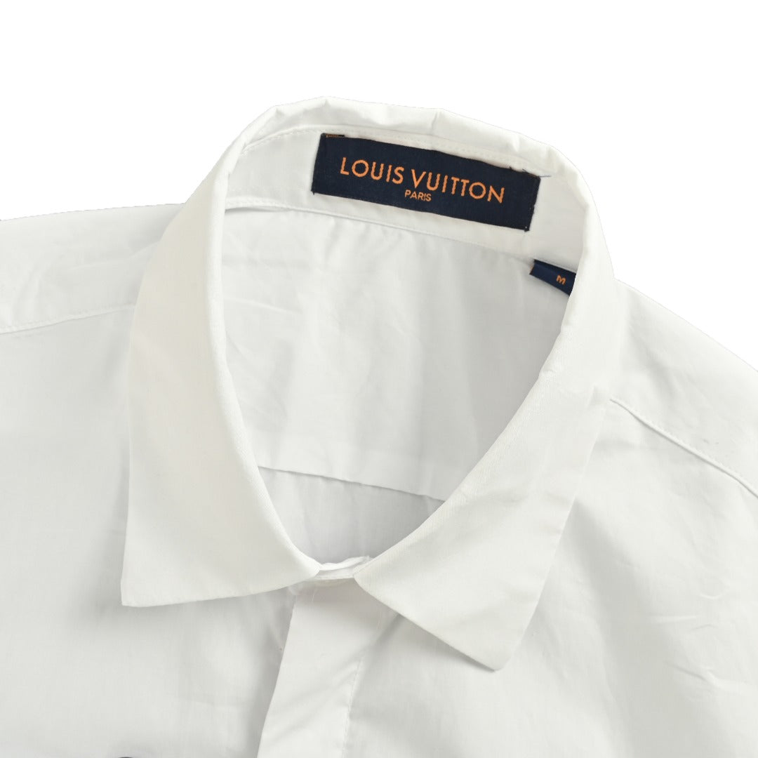 Louis Vuitton 25SS Heat-Press LV Letter Logo Long-Sleeve Shirt — White
