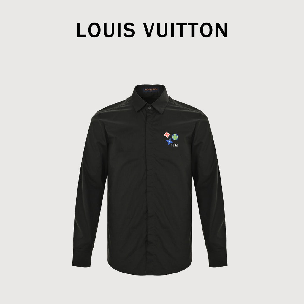Louis Vuitton 25SS Tri-Flower Heat-Transfer Print Long-Sleeve Shirt — Black