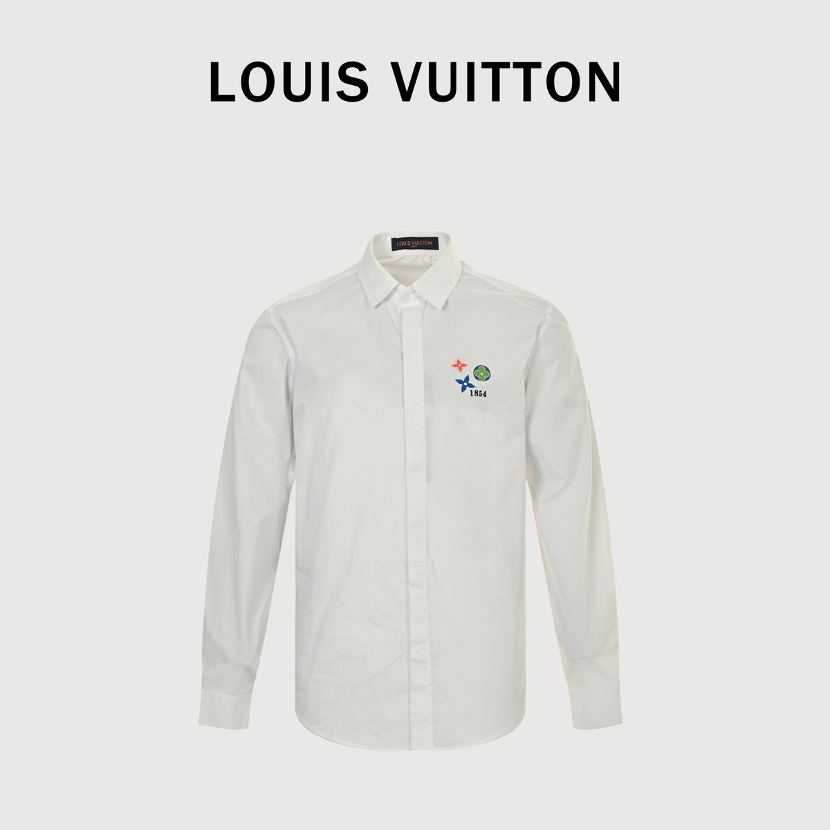 Louis Vuitton 25SS Tri-Flower Heat-Transfer Print Long-Sleeve Shirt — White