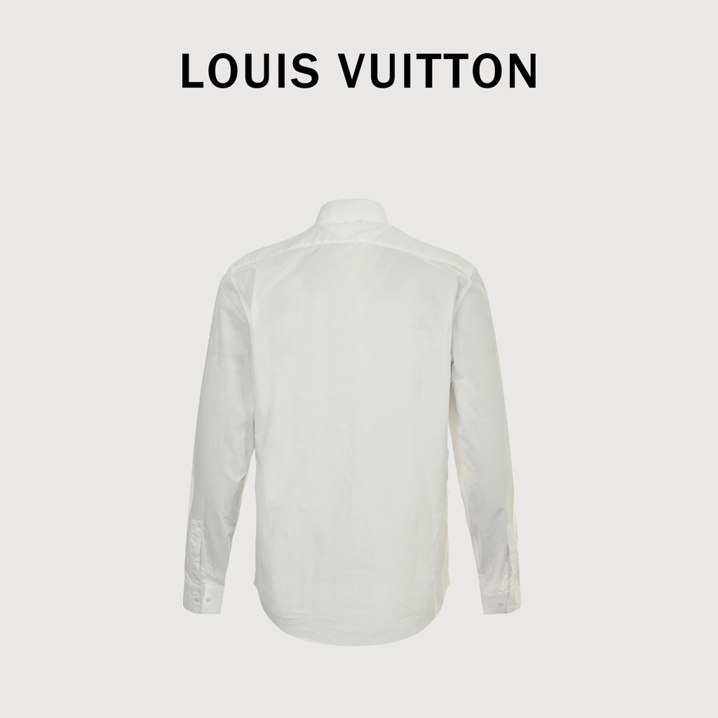 Louis Vuitton 25SS Tri-Flower Heat-Transfer Print Long-Sleeve Shirt — White