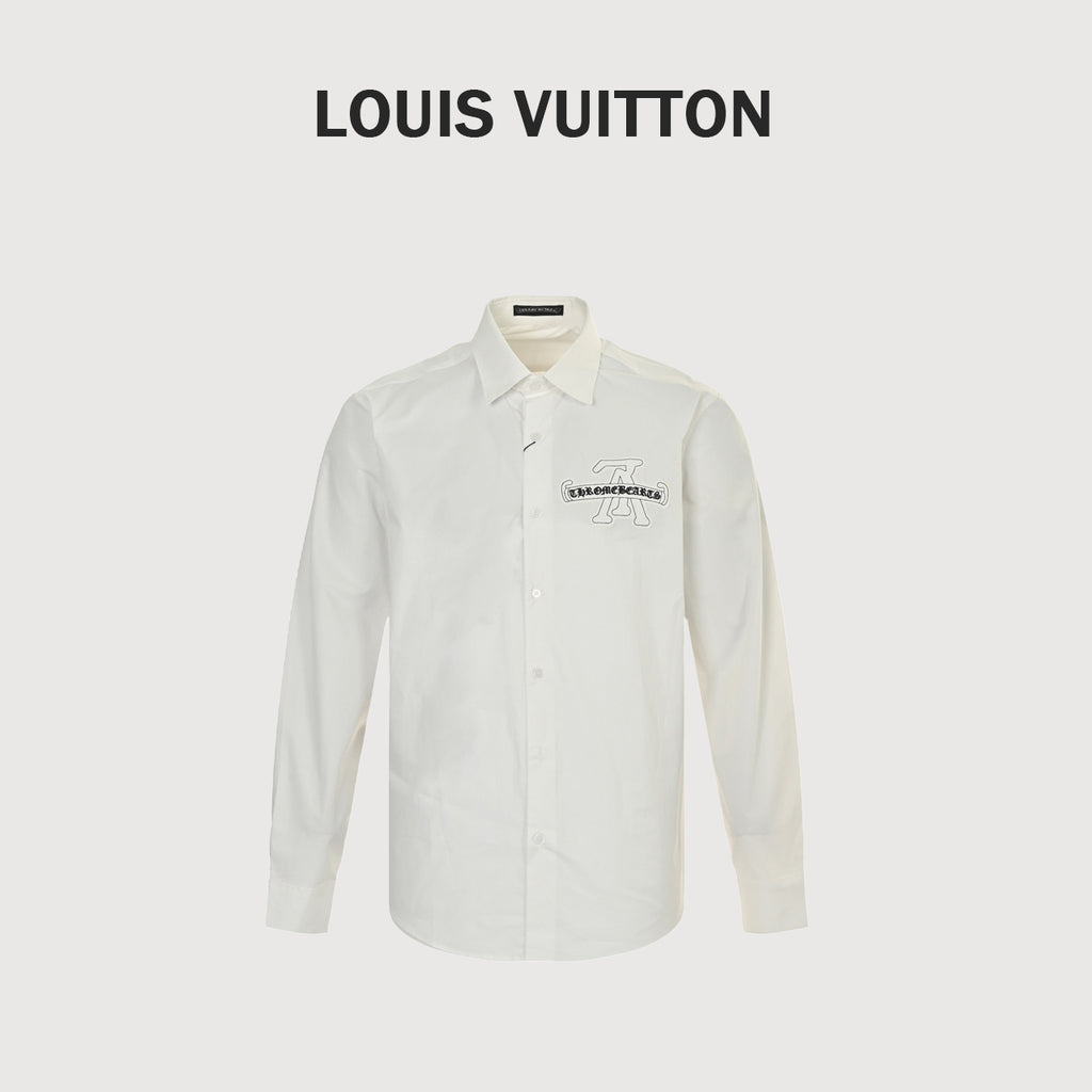 Louis Vuitton × Chrome Hearts Embroidered Logo Long-Sleeve Shirt — White