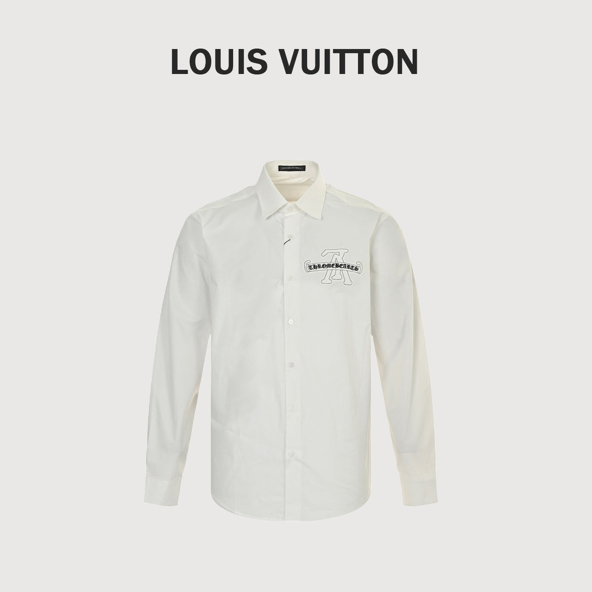Louis Vuitton × Chrome Hearts Embroidered Logo Long-Sleeve Shirt — White