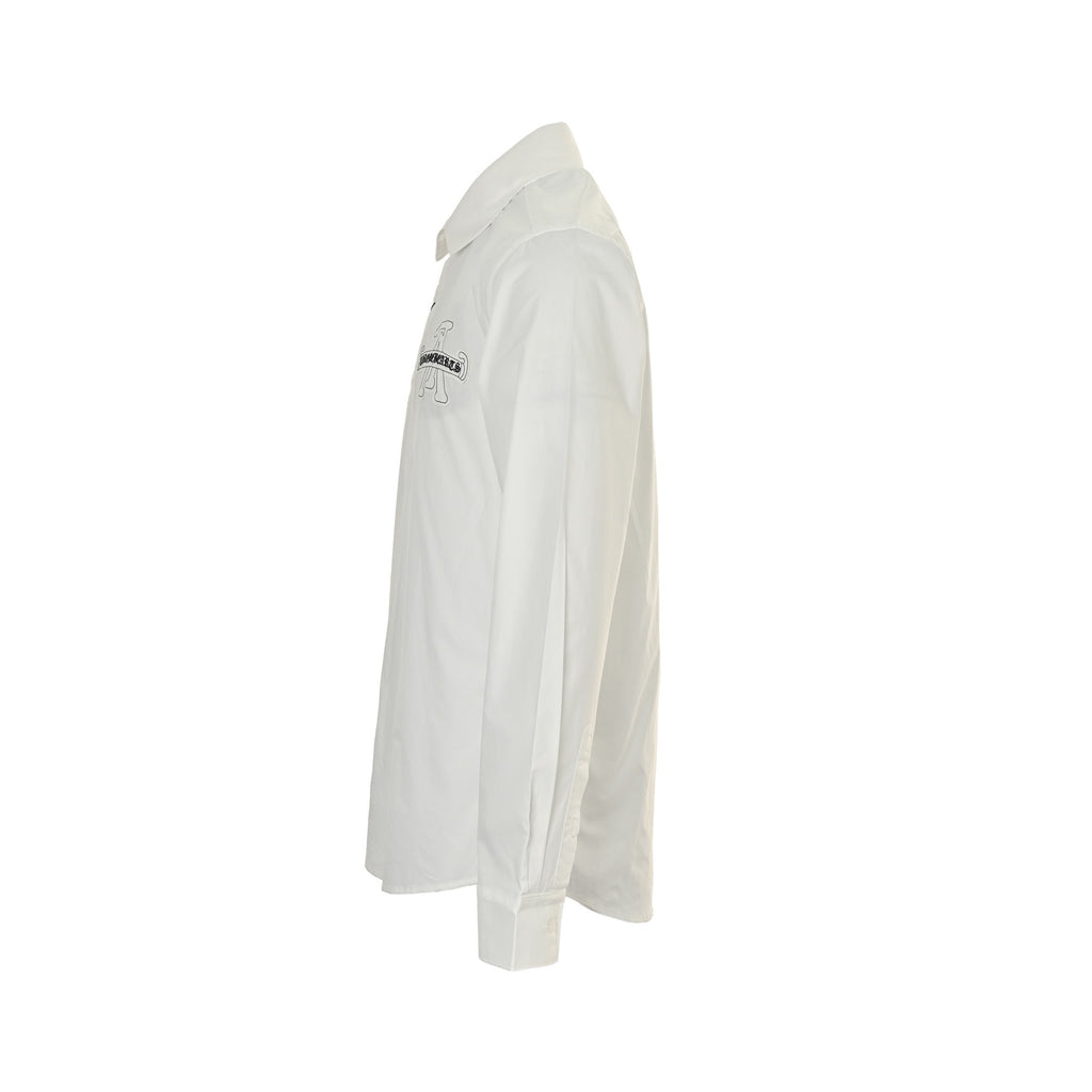 Louis Vuitton × Chrome Hearts Embroidered Logo Long-Sleeve Shirt — White