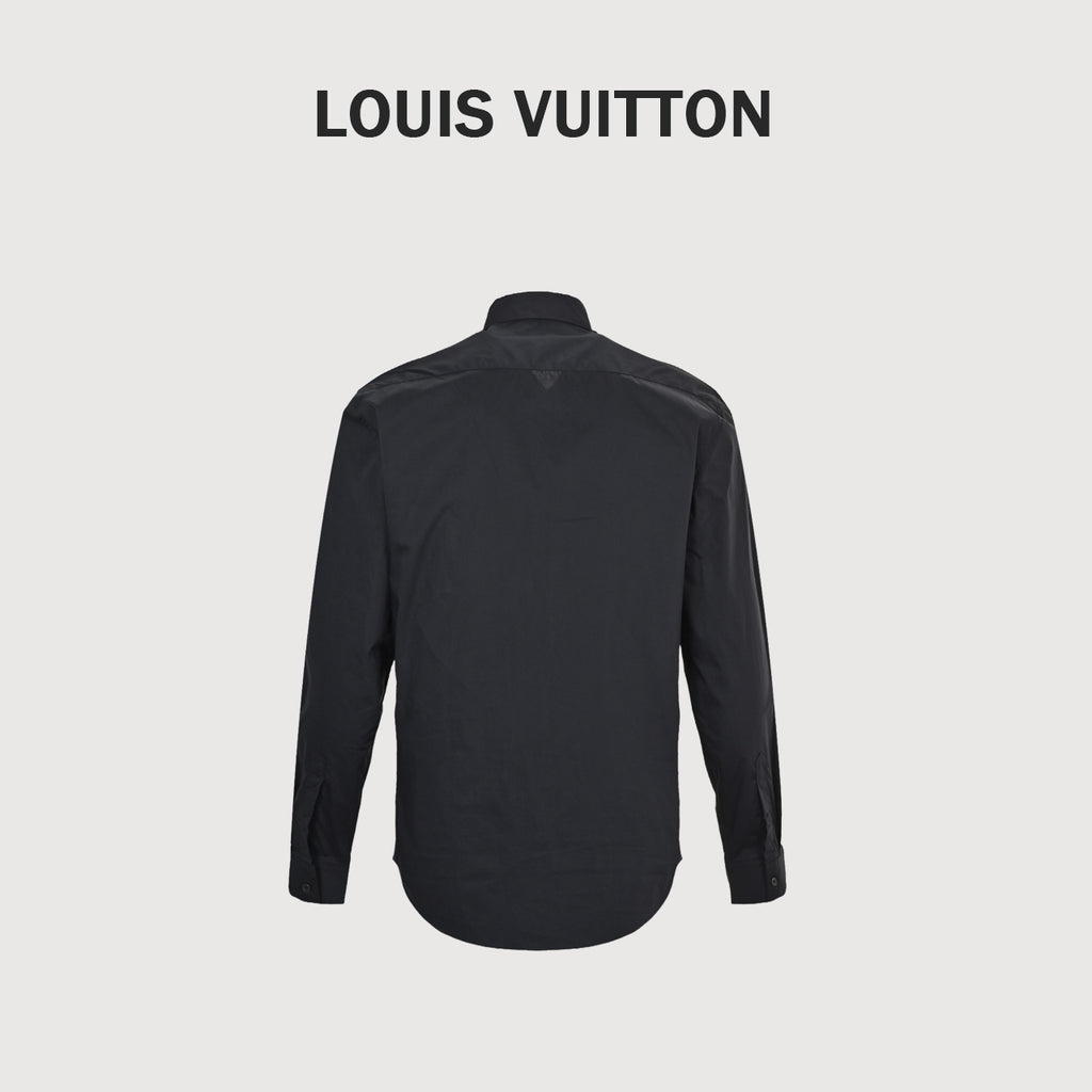 Louis Vuitton × Chrome Hearts Embroidered Logo Long-Sleeve Shirt — Black