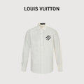 Louis Vuitton 25SS Embroidered Letter Logo Long-Sleeve Shirt — White
