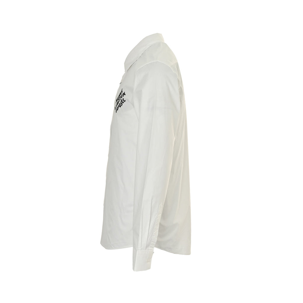 Louis Vuitton 25SS Embroidered Letter Logo Long-Sleeve Shirt — White