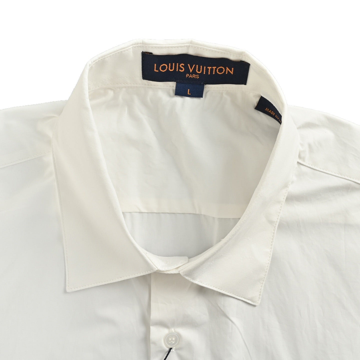 Louis Vuitton 25SS Embroidered Letter Logo Long-Sleeve Shirt — White