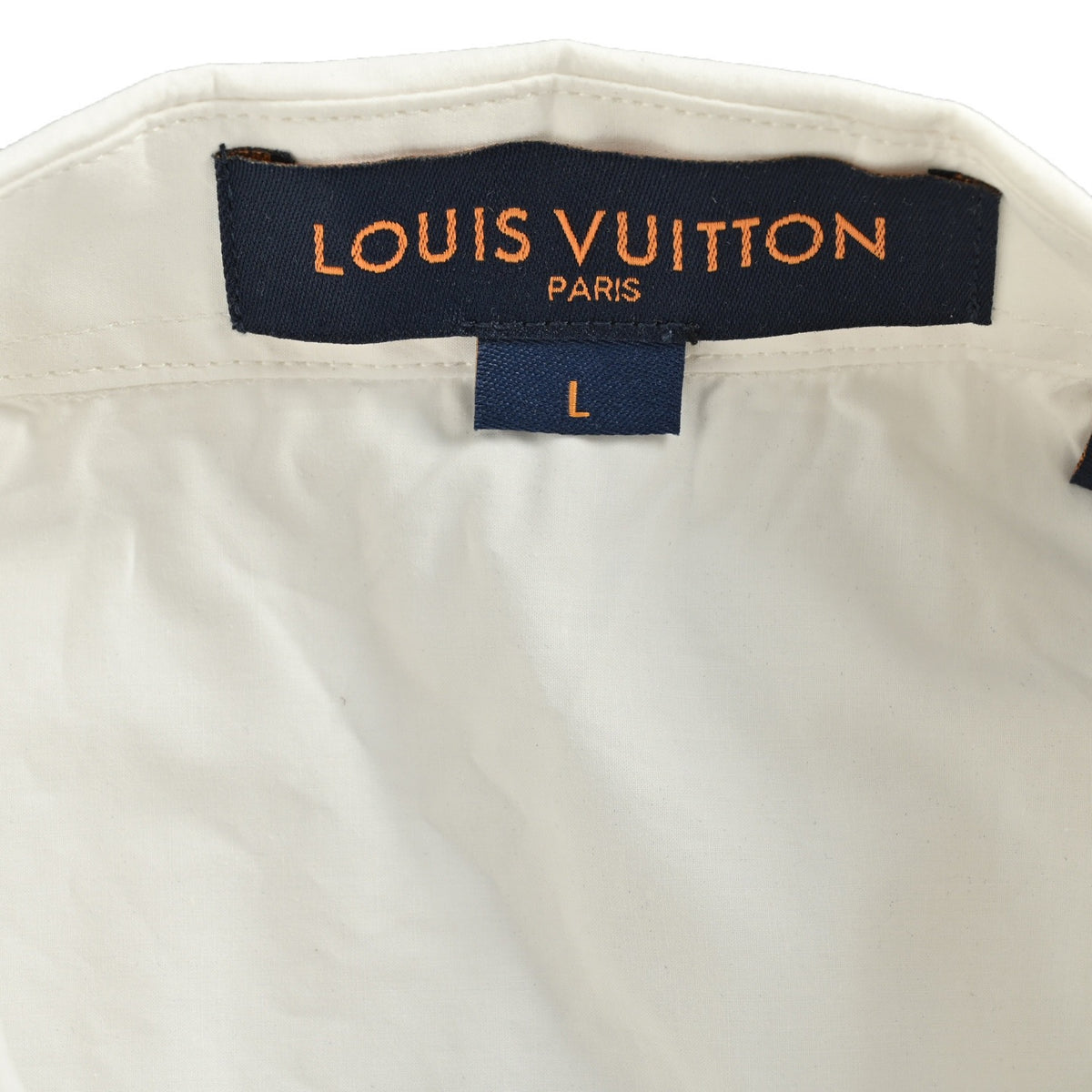 Louis Vuitton 25SS Embroidered Letter Logo Long-Sleeve Shirt — White