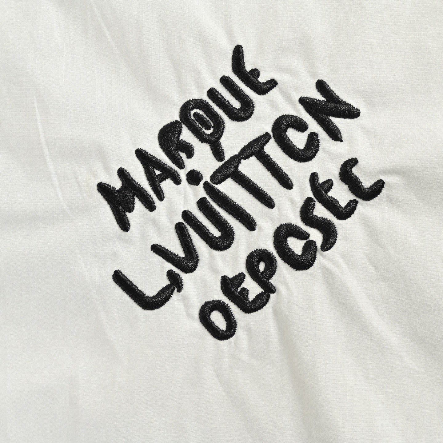 Louis Vuitton 25SS Embroidered Letter Logo Long-Sleeve Shirt — White