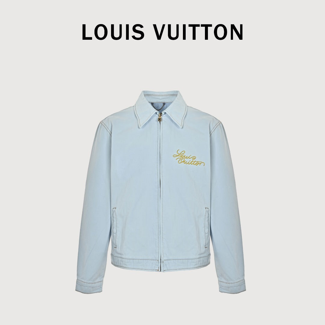 Louis Vuitton LV 26SS Blooming Floral Embroidery Denim Jacket — Light Blue
