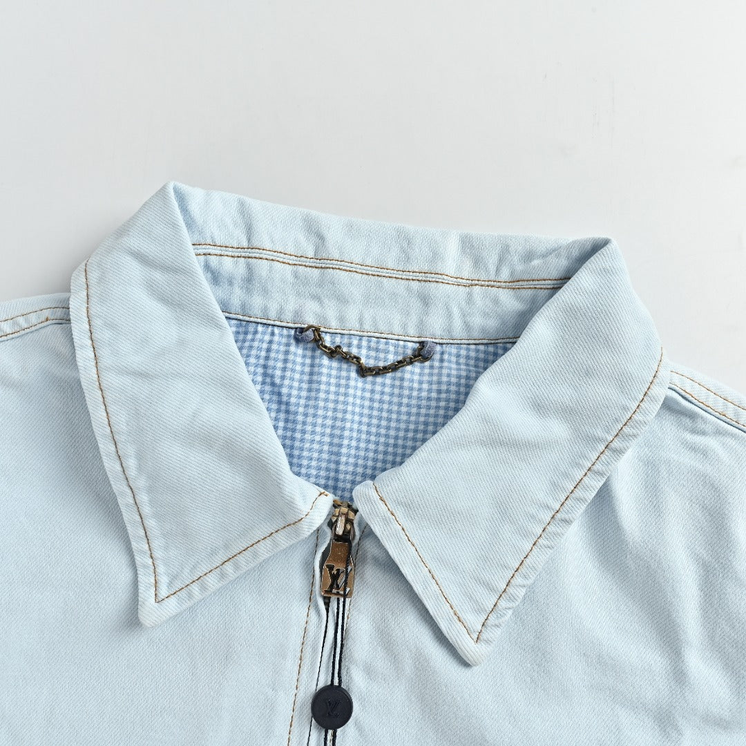 Louis Vuitton LV 26SS Blooming Floral Embroidery Denim Jacket — Light Blue