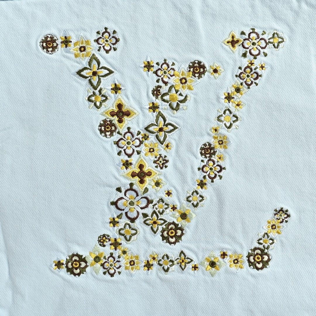 Louis Vuitton LV 26SS Blooming Floral Embroidery Denim Jacket — Light Blue