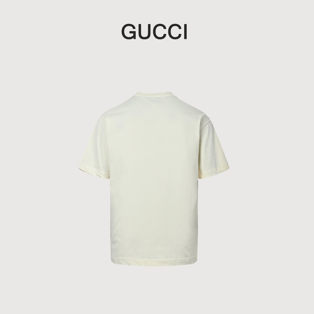 Gucci 23SS 1921 Letter Logo Print Short-Sleeve T-Shirt — Cream