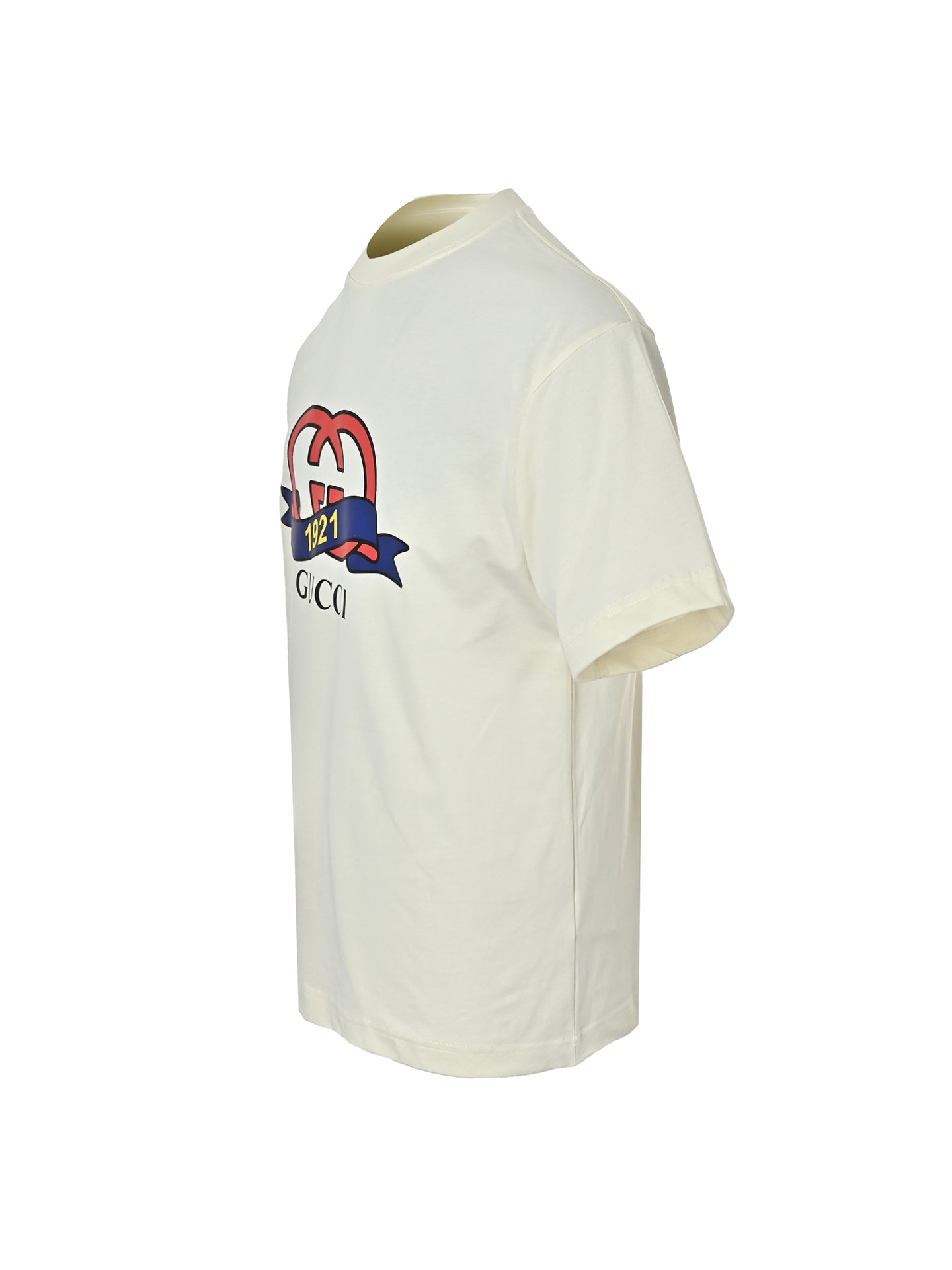Gucci 23SS 1921 Letter Logo Print Short-Sleeve T-Shirt — Cream