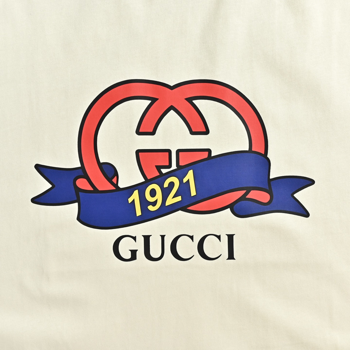 Gucci 23SS 1921 Letter Logo Print Short-Sleeve T-Shirt — Cream