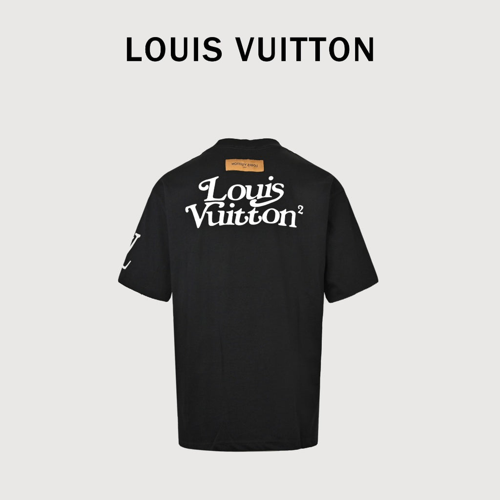 Louis Vuitton LV Sleeve-Tab Logo Cartoon Rabbit Print T-Shirt — Black