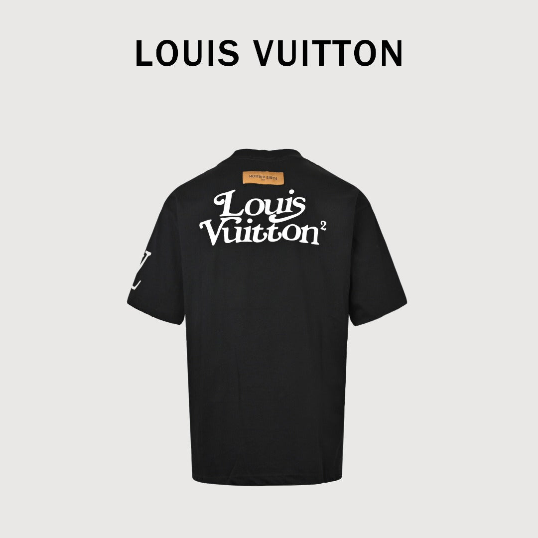 Louis Vuitton LV Sleeve-Tab Logo Cartoon Rabbit Print T-Shirt — Black