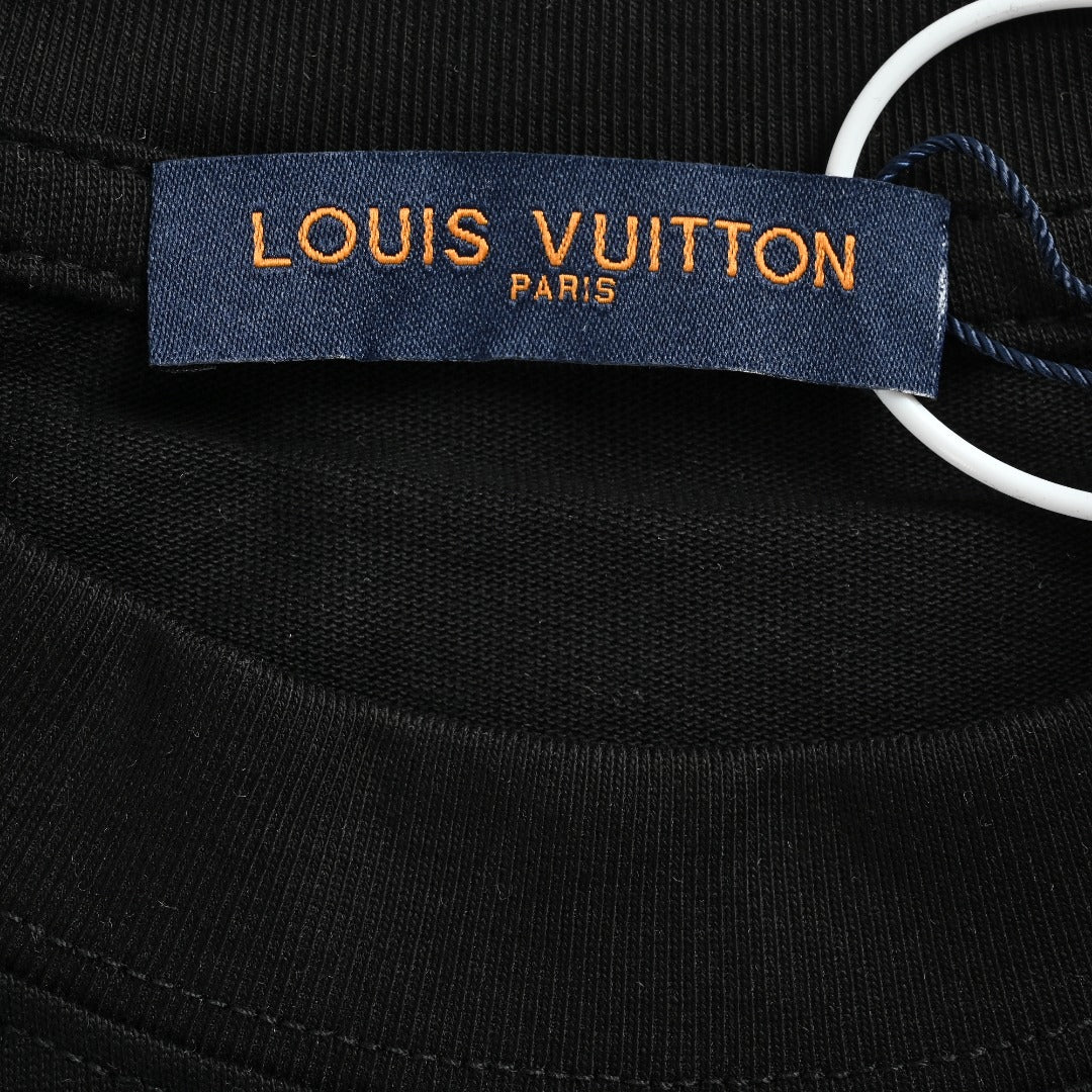 Louis Vuitton LV Sleeve-Tab Logo Cartoon Rabbit Print T-Shirt — Black