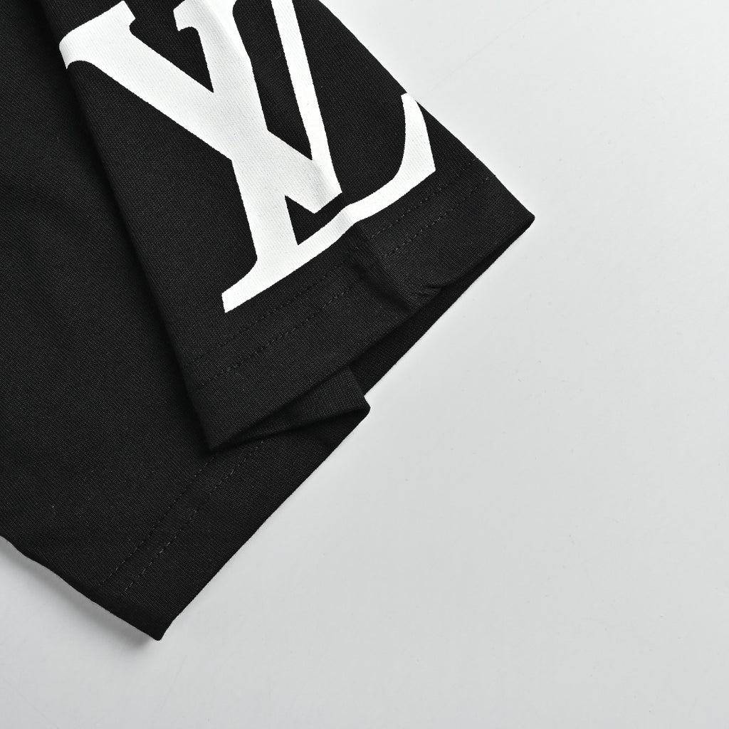 Louis Vuitton LV Sleeve-Tab Logo Cartoon Rabbit Print T-Shirt — Black