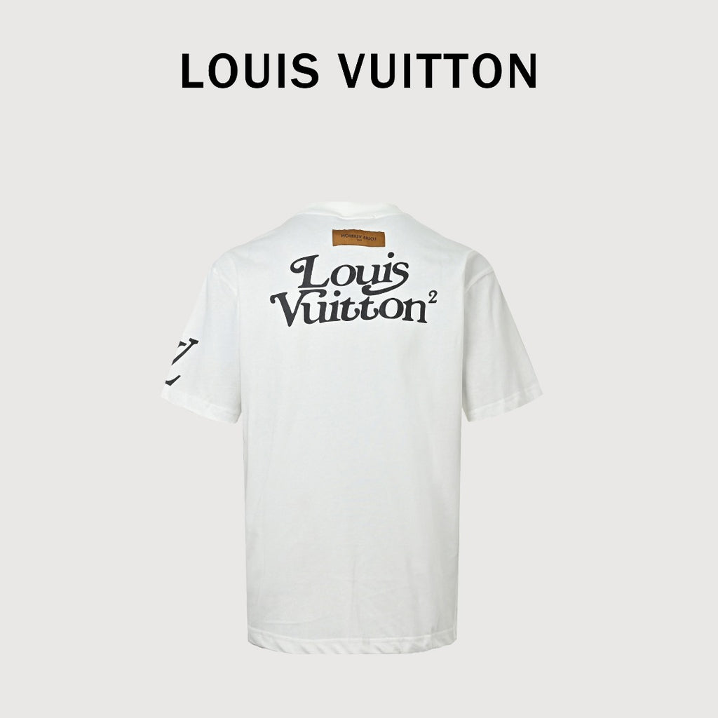 Louis Vuitton LV Sleeve-Tab Logo Cartoon Rabbit Print T-Shirt — White