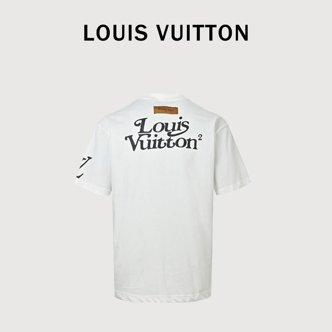 Louis Vuitton LV Sleeve-Tab Logo Cartoon Rabbit Print T-Shirt — White