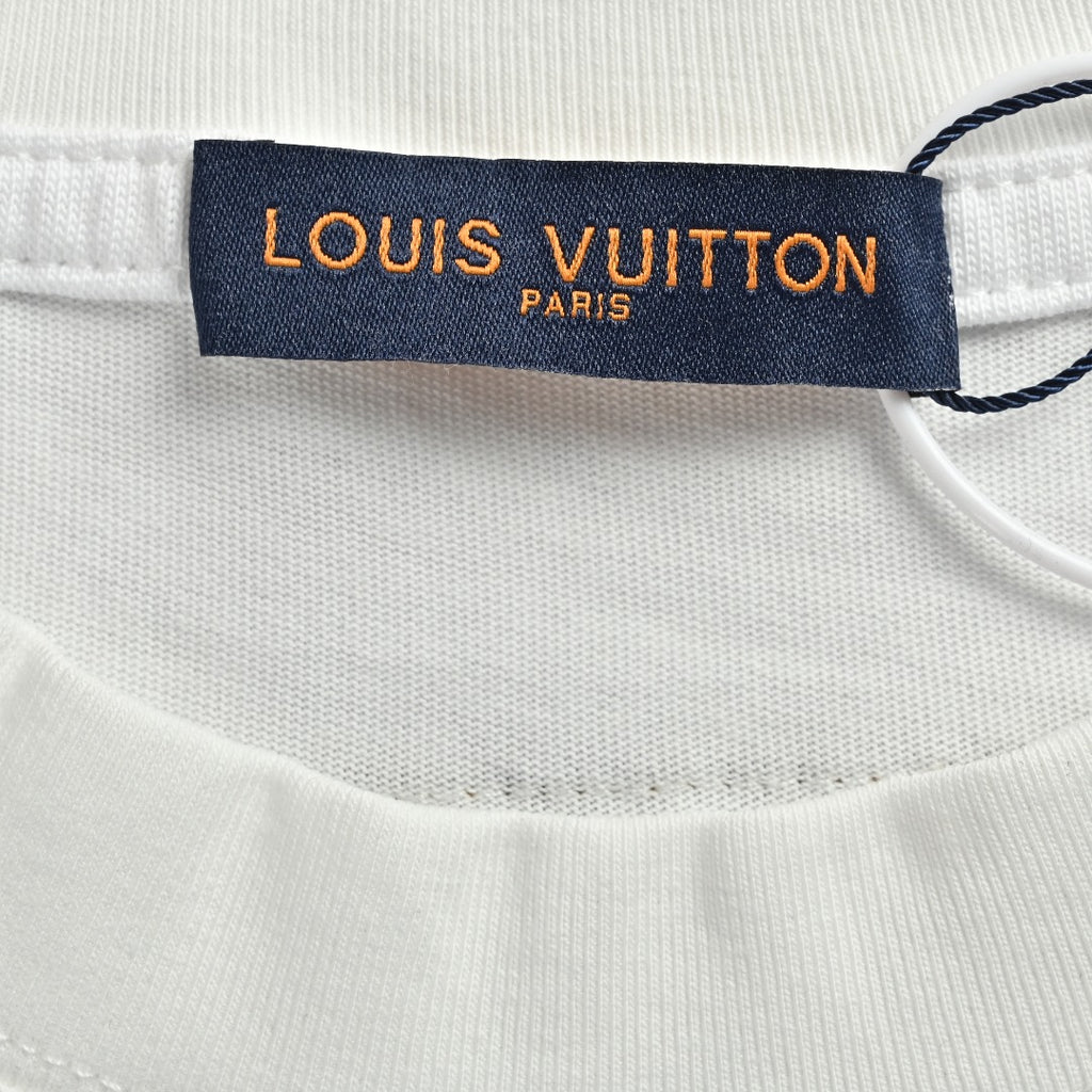 Louis Vuitton LV Sleeve-Tab Logo Cartoon Rabbit Print T-Shirt — White