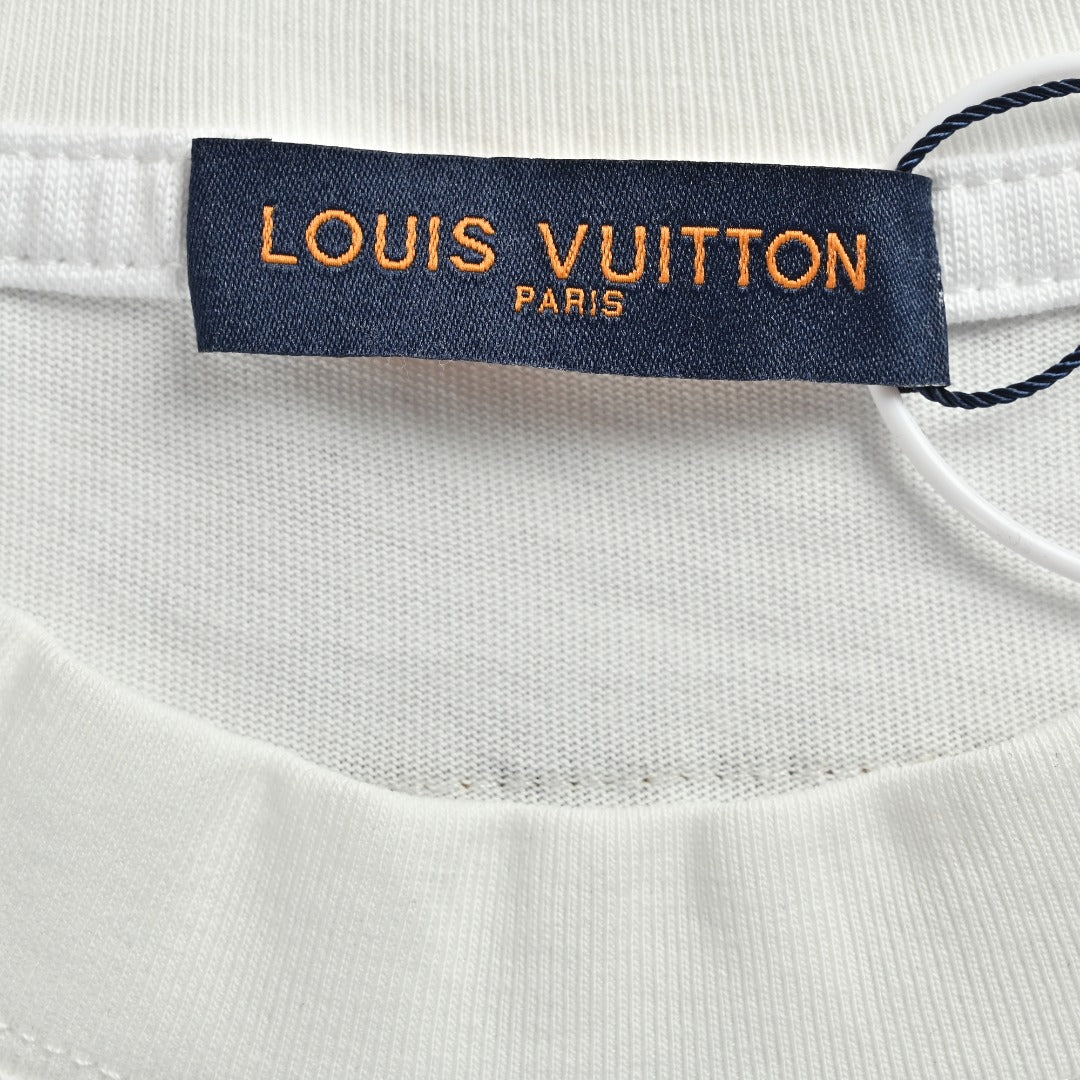 Louis Vuitton LV Sleeve-Tab Logo Cartoon Rabbit Print T-Shirt — White