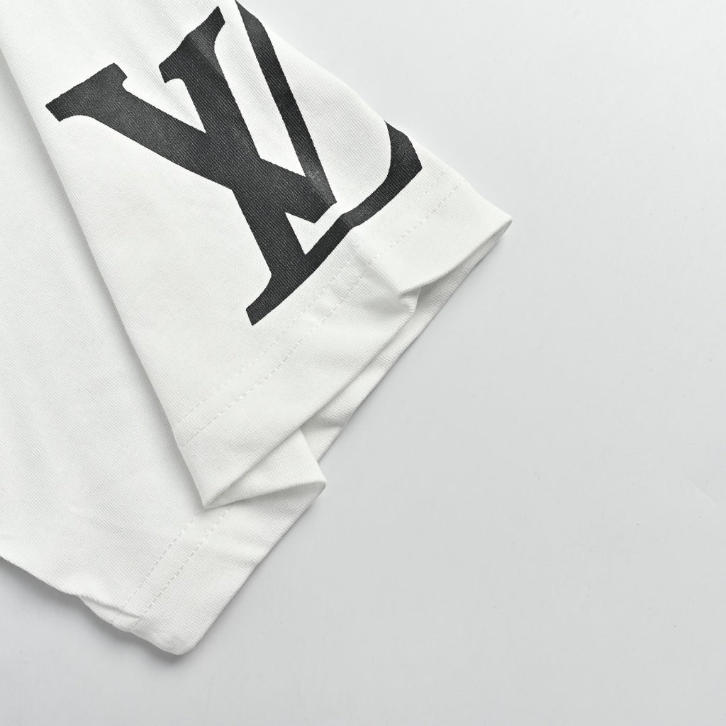 Louis Vuitton LV Sleeve-Tab Logo Cartoon Rabbit Print T-Shirt — White
