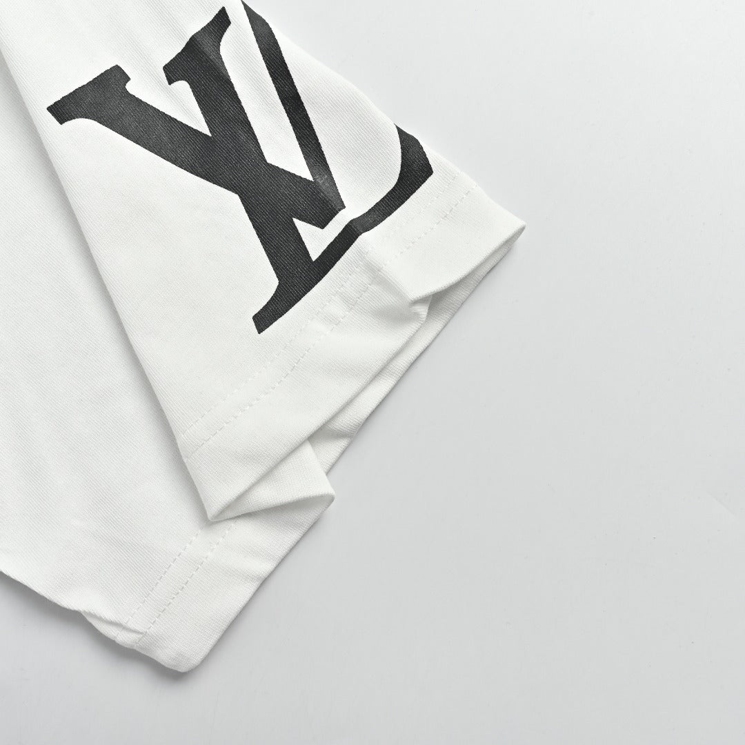 Louis Vuitton LV Sleeve-Tab Logo Cartoon Rabbit Print T-Shirt — White
