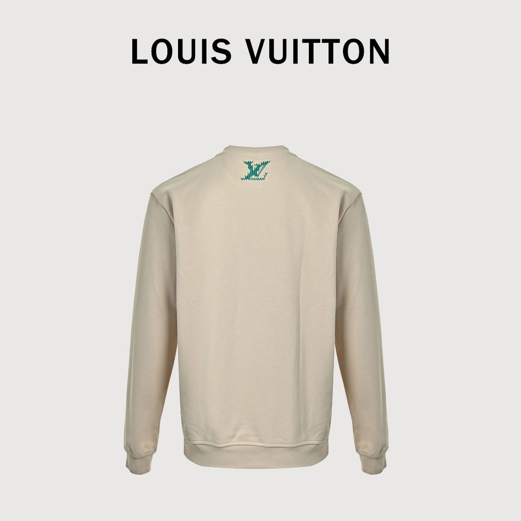 Louis Vuitton LV 26FW Embroidered Logo Crewneck Sweatshirt - Beige