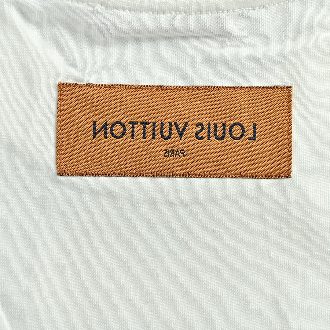 Louis Vuitton Star Motif Mini LV Embroidered Logo Short Sleeve T-Shirt - White