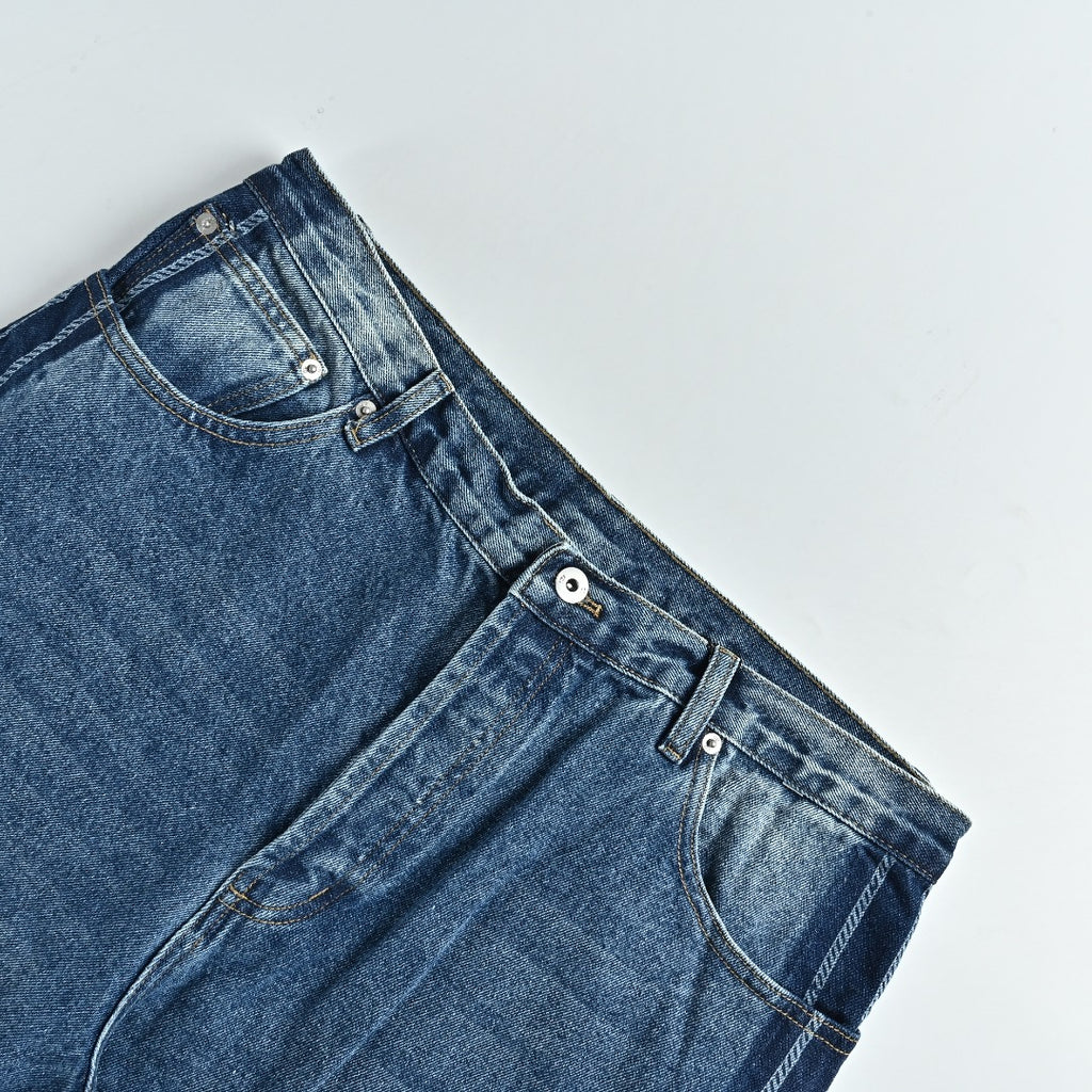 Dior CD Side Stripe Jacquard Letter Leather Patch Denim Jeans - Blue