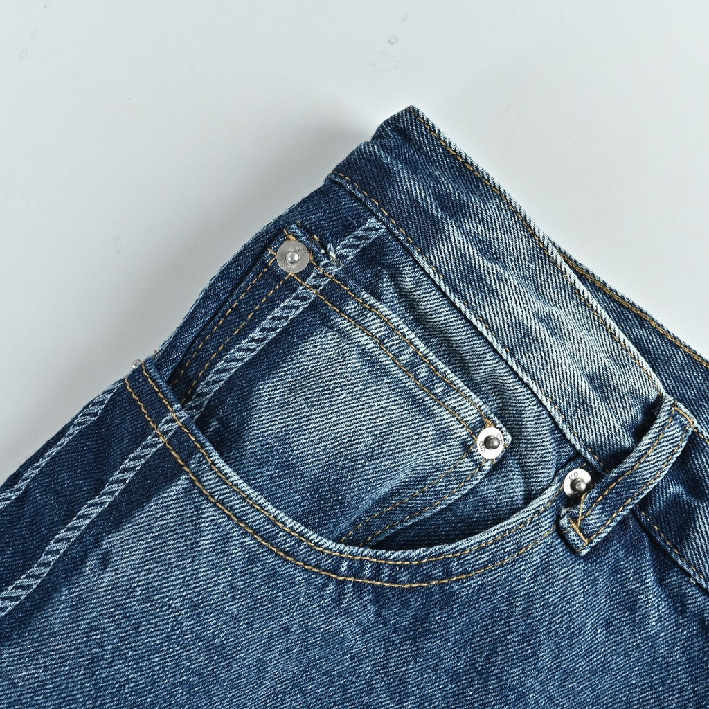 Dior CD Side Stripe Jacquard Letter Leather Patch Denim Jeans - Blue
